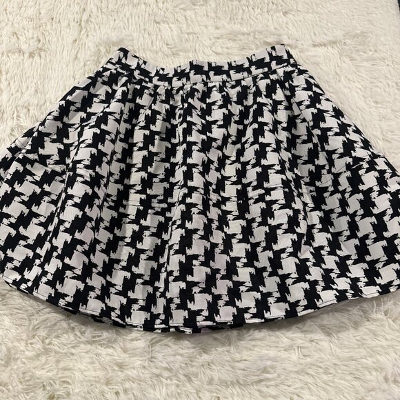 Express womens skirt flare 4 lined zip back houndstooth-esk - Picture 1 of 12